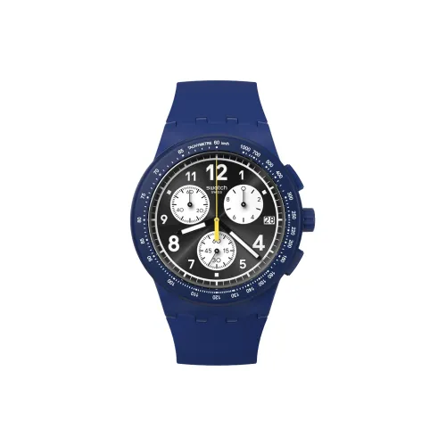 Swatch Quartz Механизм Унисекс Часы 42 мм Черный Циферблат Пластиковый Корпус Часы Силиконовый Ремешок SUSN418