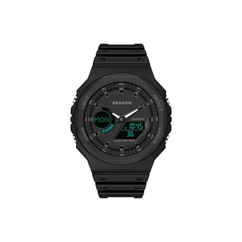 BENKEN Черный Warrior Электронные + Кварцевые Механические Часы Унисекс Черный Циферблат