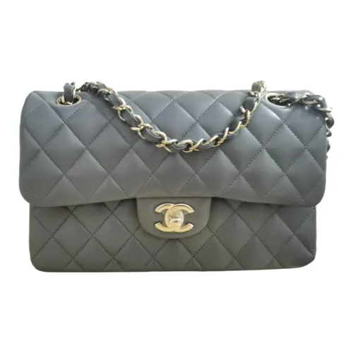 CHANEL Classic Flap CF Sheepskin Flap Bag Crossbody Bag Small Women's Gray CHANEL Classic Flap CF Овчина Сумка с клапаном Сумка через плечо Маленькая Женская Серый