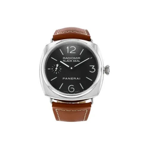 PANERAI Механизм с ручным заводом Мужские часы Часы 45 мм Черный циферблат Стальной корпус часов Кожаный ремешок