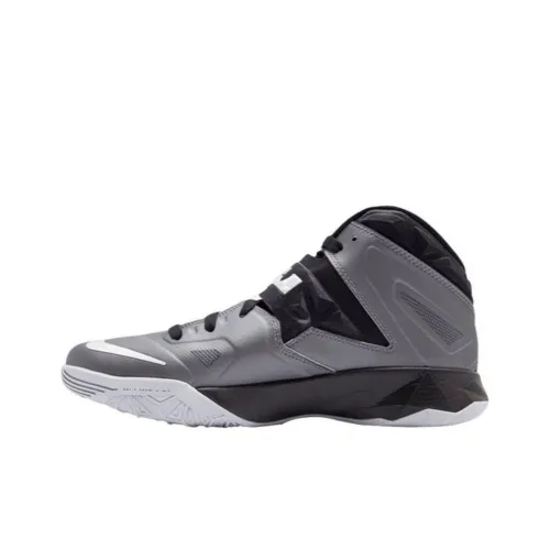 Nike Zoom Soldier 7 Амортизация Устойчивость к истиранию Дышащий MID Топ Баскетбольные кроссовки Мужской Черный Серый