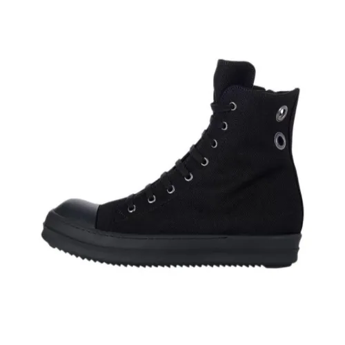RICK OWENS High Top Canvas Shoes Black Women's
