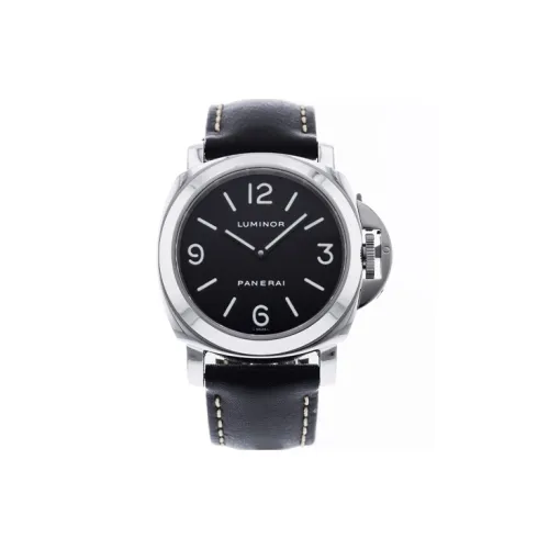 PANERAI Механизм с ручным заводом Мужские часы Циферблат 44 мм Черный корпус Нержавеющая сталь Кожаный ремешок PAM002