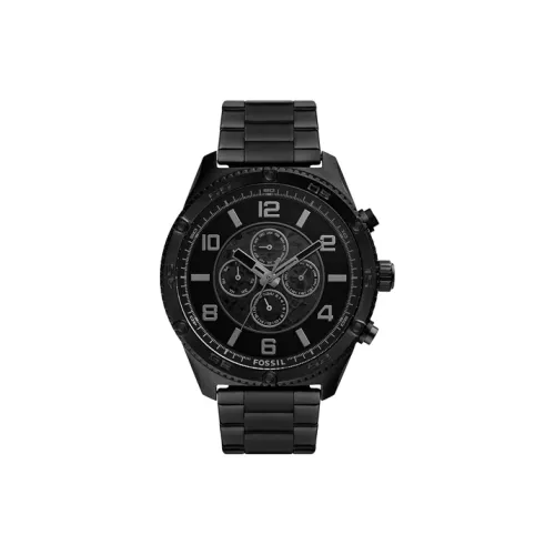 FOSSIL Наручные часы Кварцевый механизм Ремешок из нержавеющей стали Черный циферблат Мужские часы