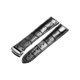 Серебряная пряжка, черный кожаный ремешок