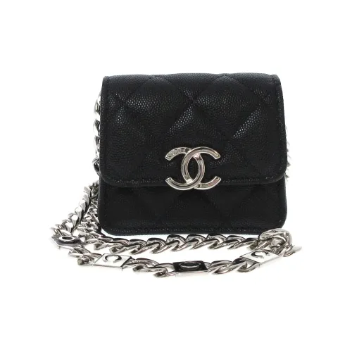 CHANEL Блестящий с рельефным тиснением икорная телячья кожа сумка через плечо клатч стандартный женский черный