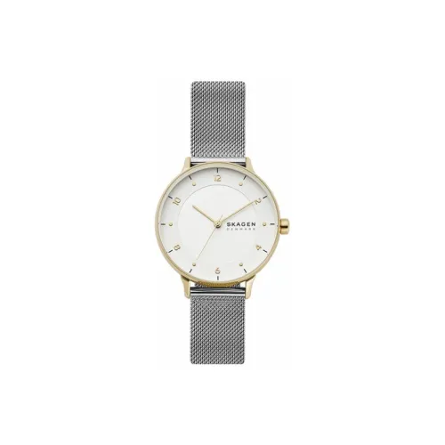 SKAGEN Ries Collection Женские часы Кварцевый механизм Ремешок из нержавеющей стали 36 мм Белый циферблат SKW2912