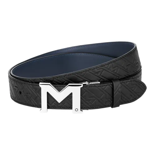 MONTBLANC Кожаные ремни Мужской Черный Ширина 3,5 см