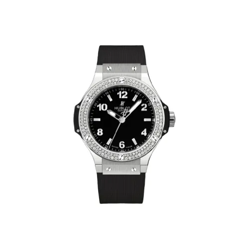 HUBLOT Кварцевый механизм Женские часы 38 мм Черный циферблат Корпус из нержавеющей стали Резиновый ремешок