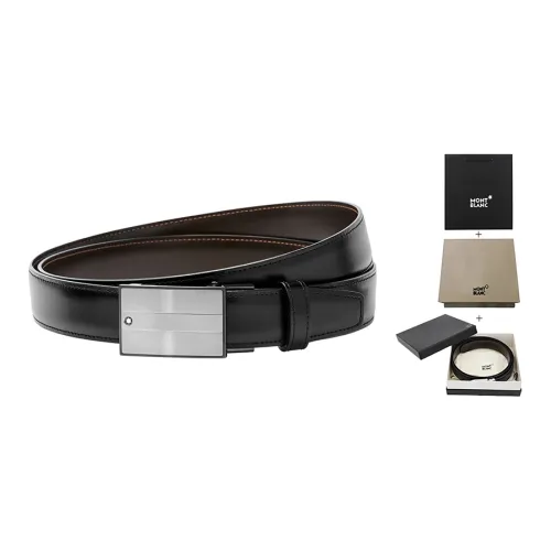 MONTBLANC Ремни из коровьей кожи Мужской Черный Коричневый Ширина 3 см