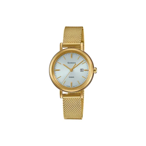 CASIO SHEEN Солнечный кварцевый механизм нержавеющая сталь ремешок унисекс белый циферблат модель SHS D3OOGM 7A