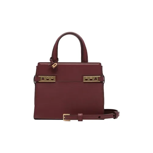 Delvau Tempête Рифленая Телячья Кожа Сумка через плечо Сумка Маленькая Женская Розовое Дерево Цвет