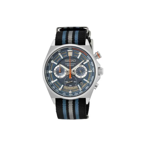 SEIKO Кварцевый механизм Нейлоновый ремешок Мужские часы Синий циферблат