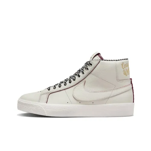 Добро пожаловать Скейтбординг x Nike Blazer Износостойкий и Легкий MID Топ Кроссовки для скейтбординга Мужские Белый Серебряный