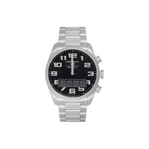 CERTINA DS MULTI 8 Collection Кварцевый механизм Мужские часы Часы 42 мм Черный циферблат Корпус из нержавеющей стали