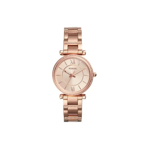 FOSSIL Carly Collection Женские часы Кварцевый механизм Ремешок из нержавеющей стали 35 мм Розовое золото Циферблат часов Женские часы