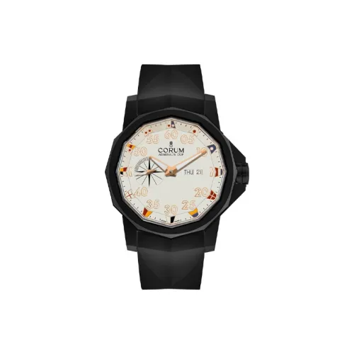 Corum Автоматический Механический Механизм Мужские Часы Часы 48 мм Белый Циферблат Титановые Обложки Часов Резиновый Ремешок