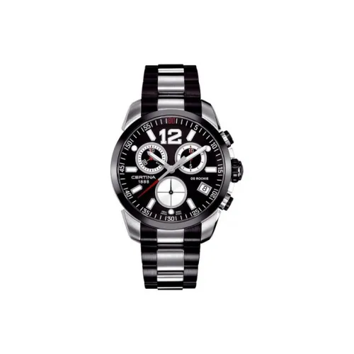 CERTINA DS Rookie Collection Кварцевый механизм Мужские часы Часы 40 мм Черный циферблат