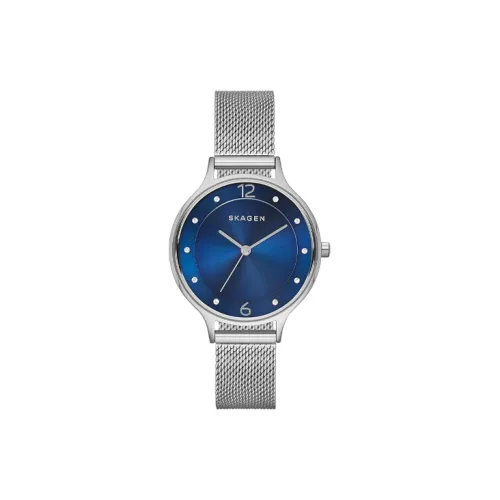 SKAGEN Women's Watch Кварцевый механизм ремешок из нержавеющей стали 30 мм синий циферблат