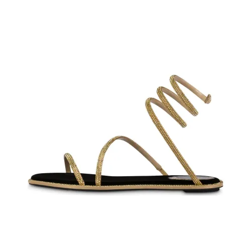 RENE CAOVILLA Cleo One Strap Sandals 1cm Women's Gold RENE CAOVILLA Cleo One Ремешок Сандалии 1см Женские Золотые