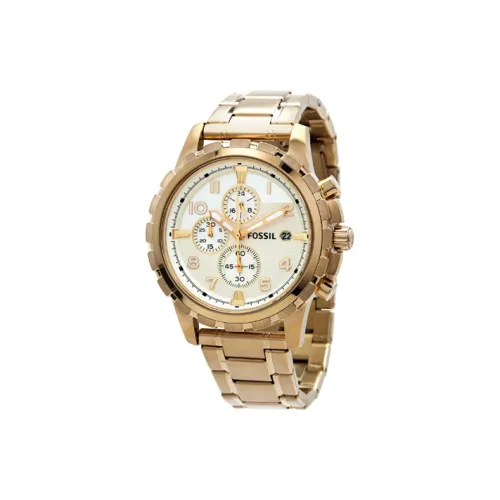 FOSSIL Dean Collection Мужские часы Кварцевый механизм Ремешок из нержавеющей стали 45 мм Золотой циферблат