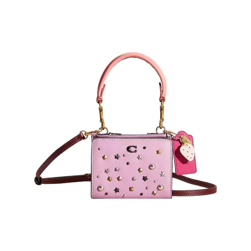 COACH Утонченный Телячья кожа Сумка Сумка через плечо Кошелек Мини Женская Белая Олово и Орхидея Фиолетовый