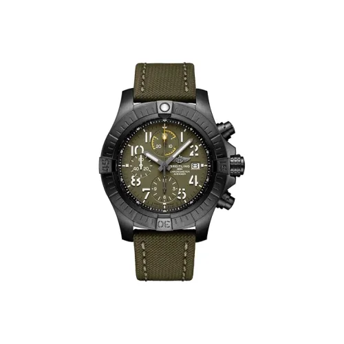 Breitling Автоматический Механический Часы Мужские Циферблат 45 мм Зеленый Титан Корпус Часы Кожаный Ремешок