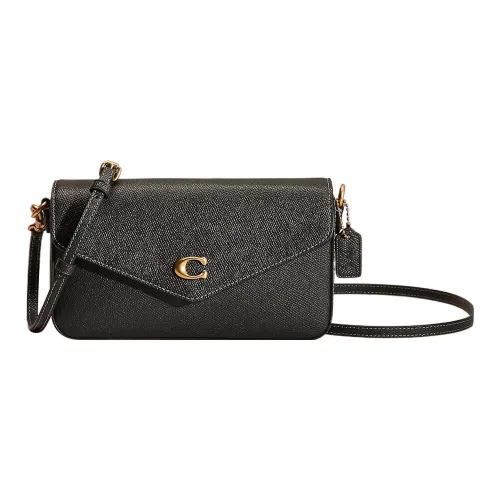 COACH Wyn Крестообразная текстура кожа конверт сумка сумка через плечо маленькая женская латунь Amazon зеленый