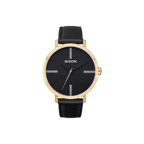 NIXON Наручные часы Кварцевый механизм Кожаный ремешок 38 мм Черный циферблат Мужские часы