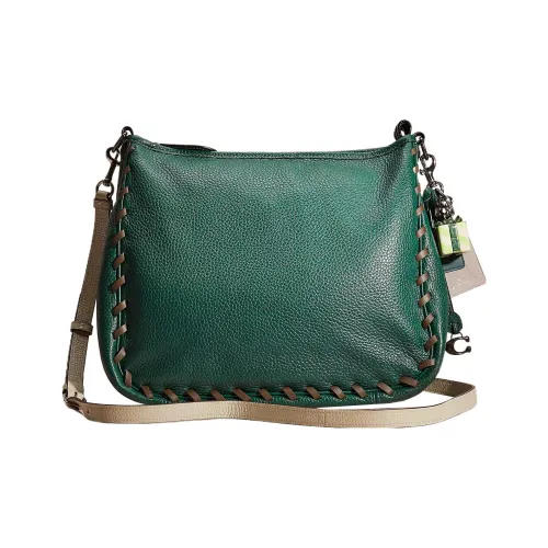 COACH Cary Pebble Leather Сумка через плечо Женская Белая Металл и Темный Дерево Цвет