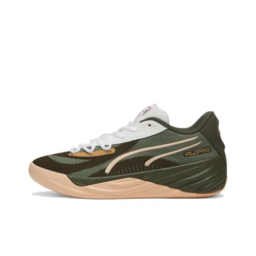 PUMA Все Pro Nitro Баскетбольные кроссовки Низкий топ Зеленый Коричневый Оранжевый Мужской
