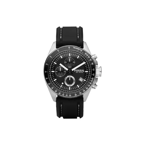 FOSSIL Наручные часы Кварцевый механизм Силиконовый ремешок 42 мм Черный циферблат Мужские часы