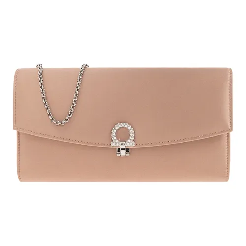 FERRAGAMO Район с шелком клатч сумка через плечо женская светло-розовая