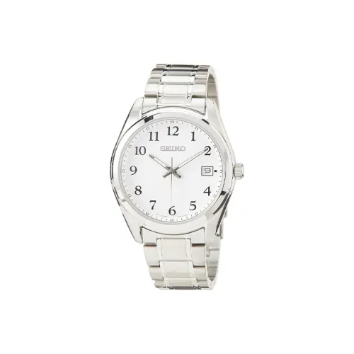 SEIKO Кварцевый механизм нержавеющая сталь ремешок мужские часы белый циферблат модель SUR459P1