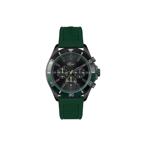 LACOSTE Мужские часы Кварцевый механизм Силиконовый ремешок 44 мм Черный циферблат