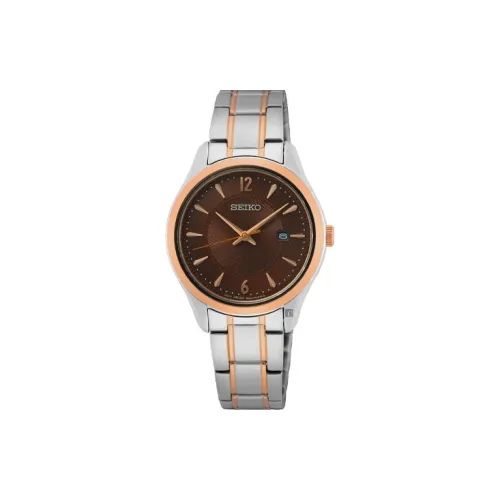 SEIKO Кварцевый механизм нержавеющая сталь ремешок женские часы циферблат цвета кофе модель SUR476P1