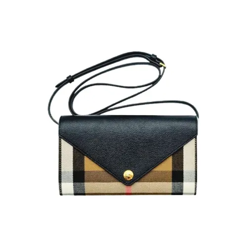 Burberry Canvas Leather One Shoulder Crossbody Clutch Regular Women's Black Burberry Холст Кожа Одно Плечо Через плечо Клатч Стандартный Женский Черный
