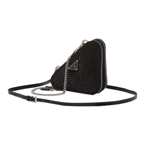 PRADA Сатин Кожа Один Плечо Через плечо Клатч Мини Женский Черный