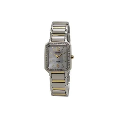 SEIKO Светильник Кварцевый механизм Нержавеющая сталь Ремешок Часы Женские Жемчужная раковина Циферблат