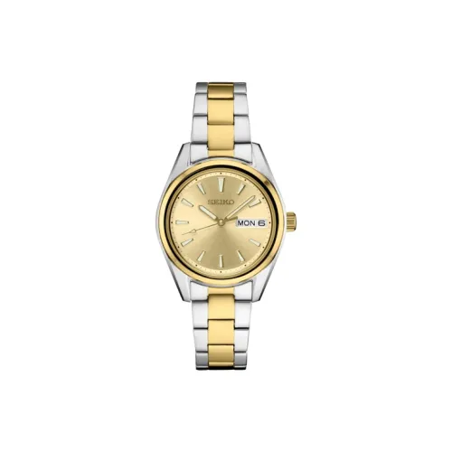 SEIKO Кварцевый механизм нержавеющая сталь ремешок женские часы золотой циферблат модель SUR354