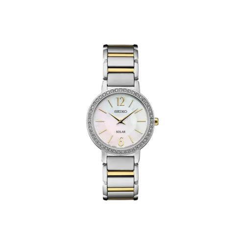 SEIKO Светильник Кварцевый механизм Нержавеющая сталь Ремешок Часы Женские Жемчужная раковина Циферблат