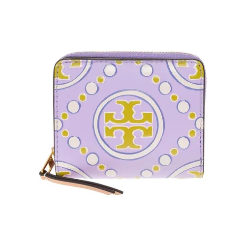 TORY BURCH Тисненая кожа с телячьей кожей отделка кошелек для монет кошелек женский фиолетовый