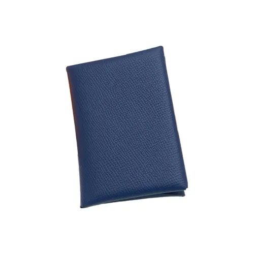 HERMES Calvi Duo Кожа Evercolor Картхолдер Унисекс Malta Синий