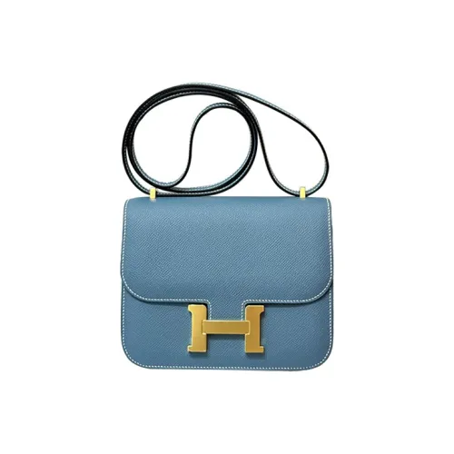 HERMES Constance Эпсомская кожа Сумка через плечо Мини Женский Синий