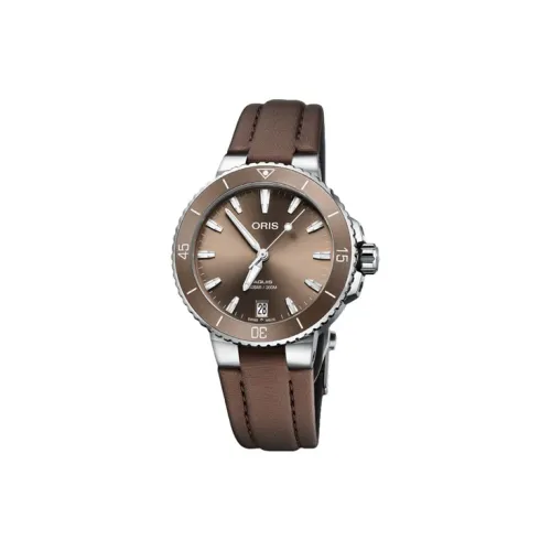 Oris Автоматический Механический Часы Мужские 36,5 мм Коричневый Циферблат Часы Корпус из Нержавеющей Стали Тканевый Ремешок