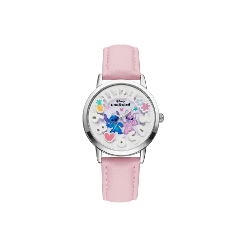 Серия Disney Stitch кварцевый механизм кожаный ремешок часы женские белый циферблат