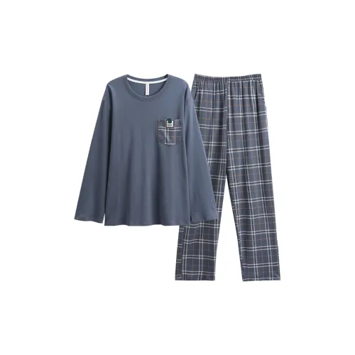 FENTENG FX2490493 Серый Синий Мужской Пижамный Комплект