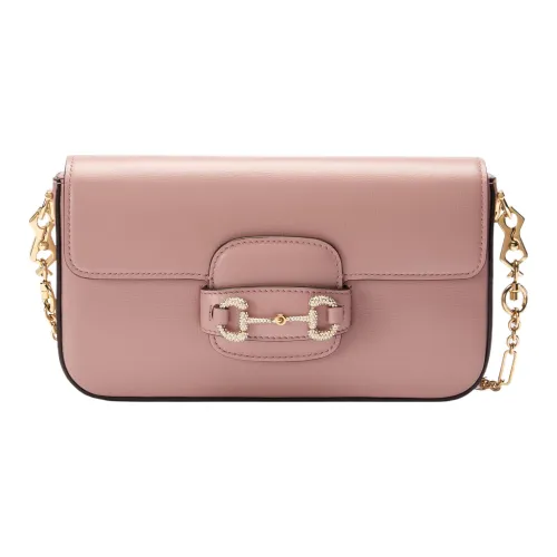 GUCCI Horsebit 1955 Кожаная Сумка через плечо Сумка на плечо Мини Женский Светло-розовый