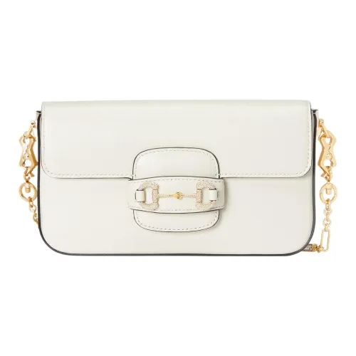 GUCCI Horsebit 1955 Кожаная сумка через плечо сумка на плечо Женская белая