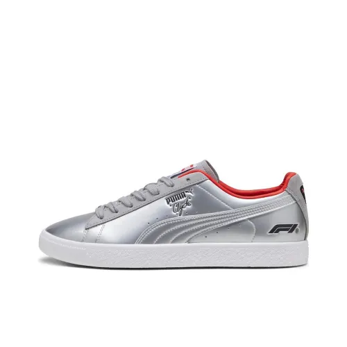 PUMA Clyde 'Формула F1 Las Vegas GRAND PRIX' Низкие Кроссовки для скейтбординга Мужские Серебряные